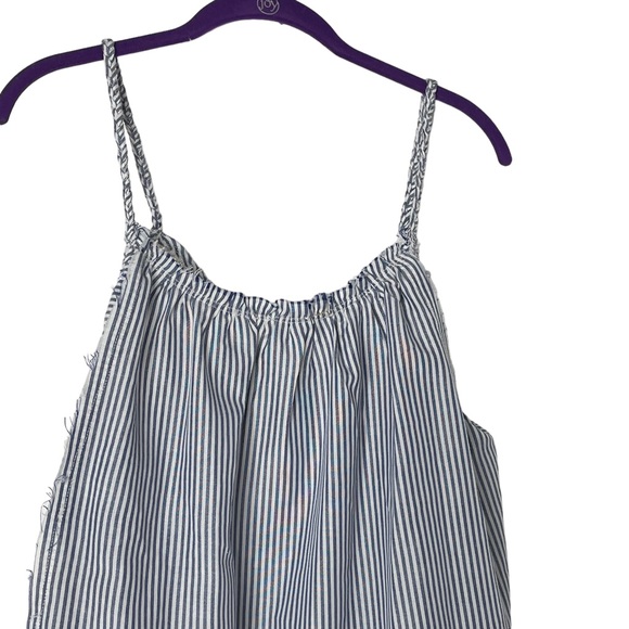 Hem & Thread Summer Stripe A-Line Raw Seams Lace Detail Sz L - Picture 2 of 8